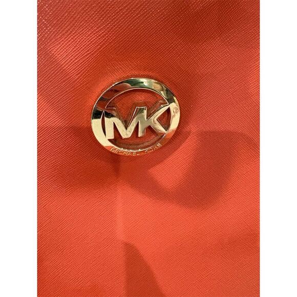 Michael Kors Orange Saffiano Leather Shoulder Tote Bag Women's - Picture 4 of 13